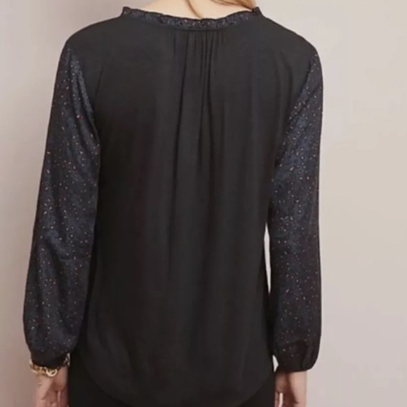 Dolan Anthropologie Marilyn Blouse Top Dark Blue Grey Black Animal Leopard Print - Picture 2 of 11
